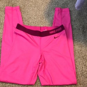 Nike Pro Pink Tights Size M